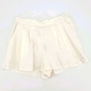 Chelsea & Violet Sunshine Linen Ivory Pleated  Button High Rise Shorts Medium 8